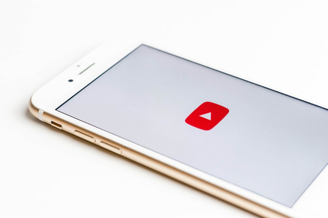 youtube logo on phone screen